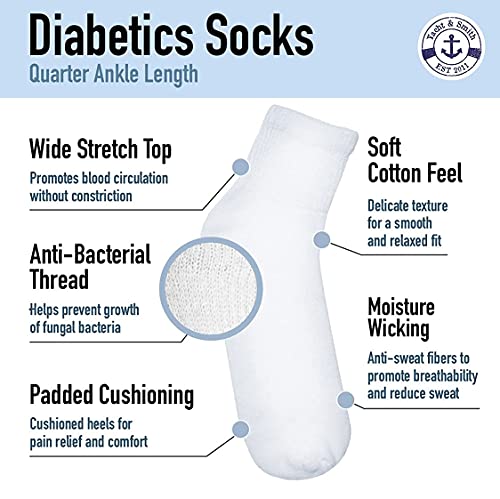 Yacht & Smith Mens Womens Diabetic Neuropathy Edema Socks, Cotton Crew, Ankle Medical Sock2