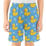 Fashion Summer Boys Shorts Cute Ducks Print Vacation Pants Big Kids Athletic Baseball Shorts with Pockets Duck 14-16 Years