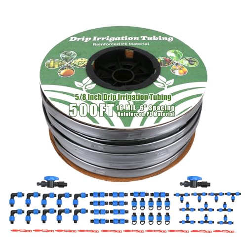 500FT 5/8 Inch 16 Mil Drip Tape Irrigation Kit, 6