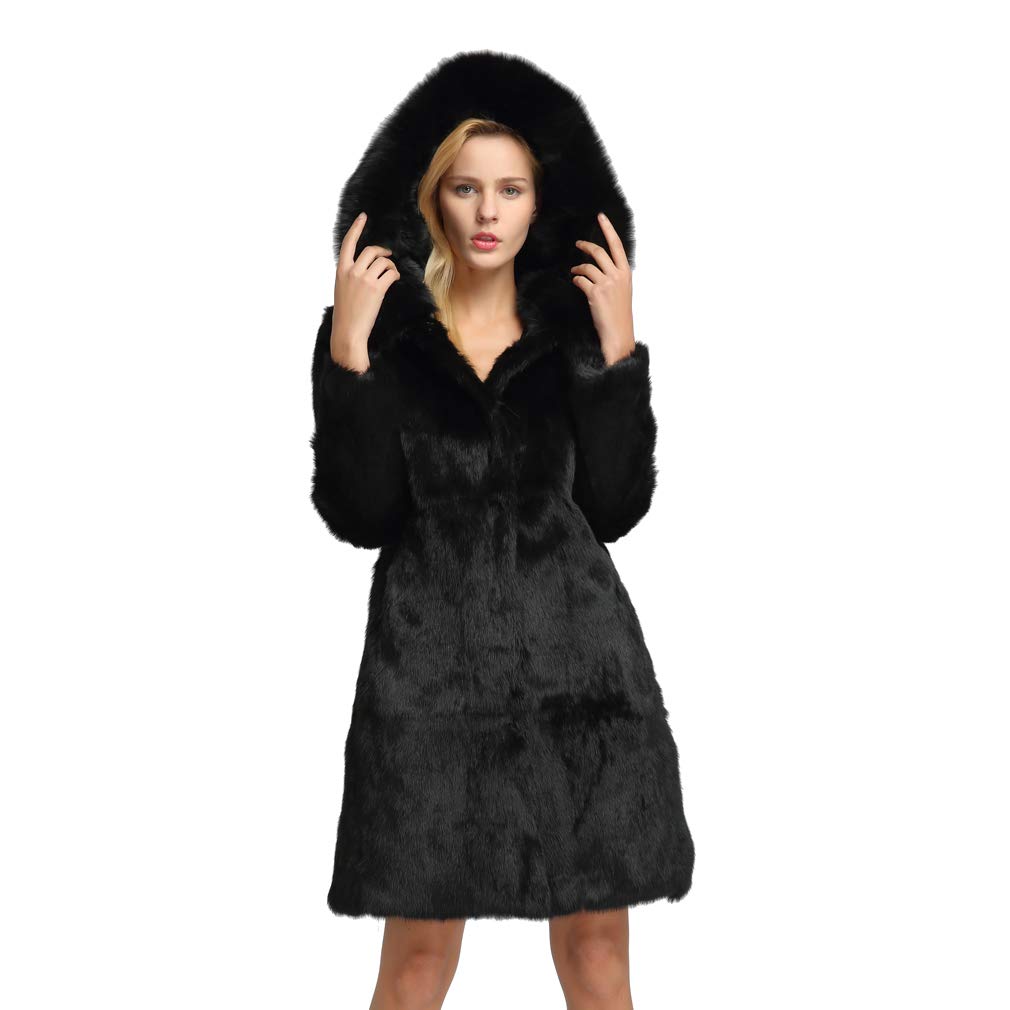 Fur Story Women's Genuine Rabbit Fur Coat