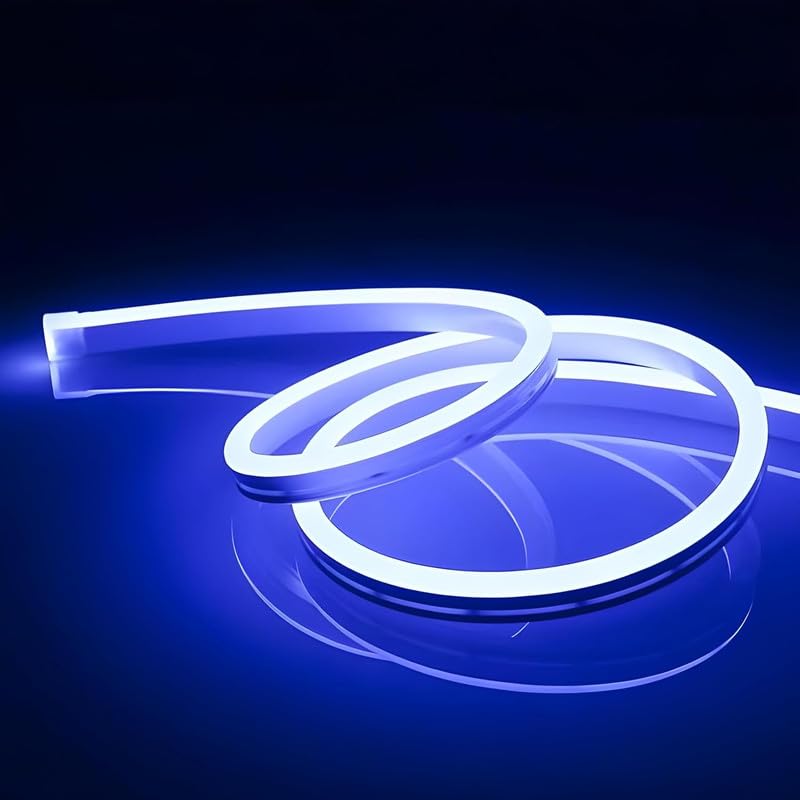 Image of 16.1 Feet Neon LED Strip Light | 12V Adapter, Waterproof IP65, Silicone Flexible Rope Light for Home Wall Decor & Gaming Room| Led Strip Lights | Neon Lights 5 Meter | (Blue)
