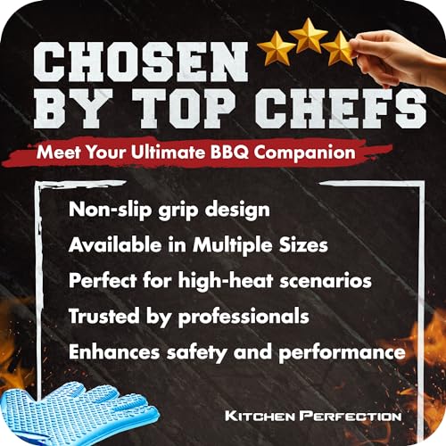 Image of KITCHEN PERFECTION S Silicone Pizza Oven Gloves - Heat Resistant Oven Mitts | Waterproof, 5-Finger Design For A Better Grip, for Outdoor & Indoor Pizza Ovens, Compatible with Ooni, Ninja, Gozney & More