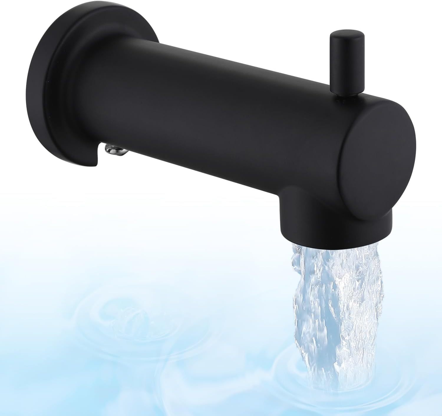 Black Slip on Tub Spout with Diverter, Wall Mount Slip on Extra Long Tub Spout, Universal Tub Diverter Spout for 1/2" Copper Water Pipe, Shower & Tub Faucet Spout Replacement (1 Pack)