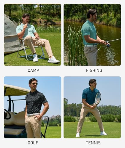 Image of ZITY Mens Golf Polo Shirts Short Sleeve UPF 50+ Performance Moisture Wicking Print Pattern Casual Collared Golf Shirt for Men