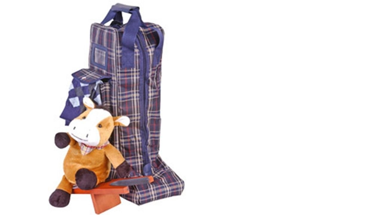 Botte d'équitation propre sans boue grâce au sac-8081 HKM Homme bleu karo