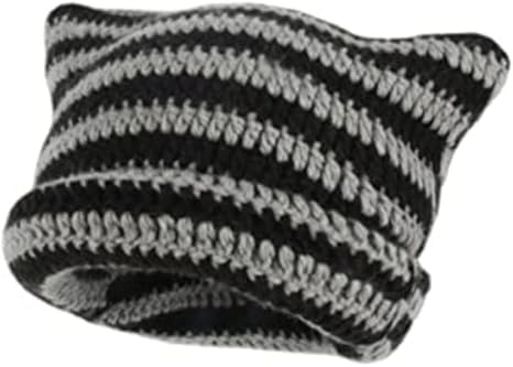 Crochet Hats for Women Cat Beanie Vintage Beanies Women Fox Hat Grunge Accessories Slouchy Beanies for Women