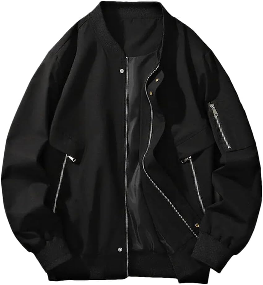 Men's Stand Collar Casual Zipper Jacket Outdoor Sports Coat Jacket For Men Loose Streetwear Outerwear Jackets