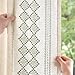 jinchan Boho Curtains Linen Blend Beige Farmhouse Curtains 96 Inches Long for Living Room Sage Green Square Embroidered Bordered Back Tab Bedroom Window Light Filtering Bohemian Drapes 2 Panels