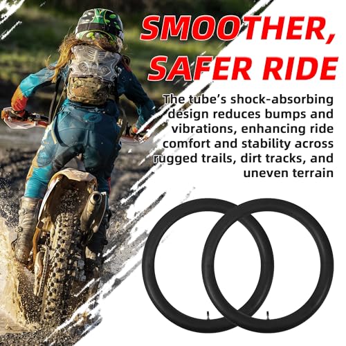 Image of AR-PRO 2-Pack 2.50 /3.00-18 Heavy-Duty Motorcycle Inner Tubes, 3mm Butyl Rubber with TR4 Valve Stem, Fits 80 /90-18 80 /100-18 90 /90-18 Tires for Dirt Bike, Enduro, Dual Sport & Off-Road
