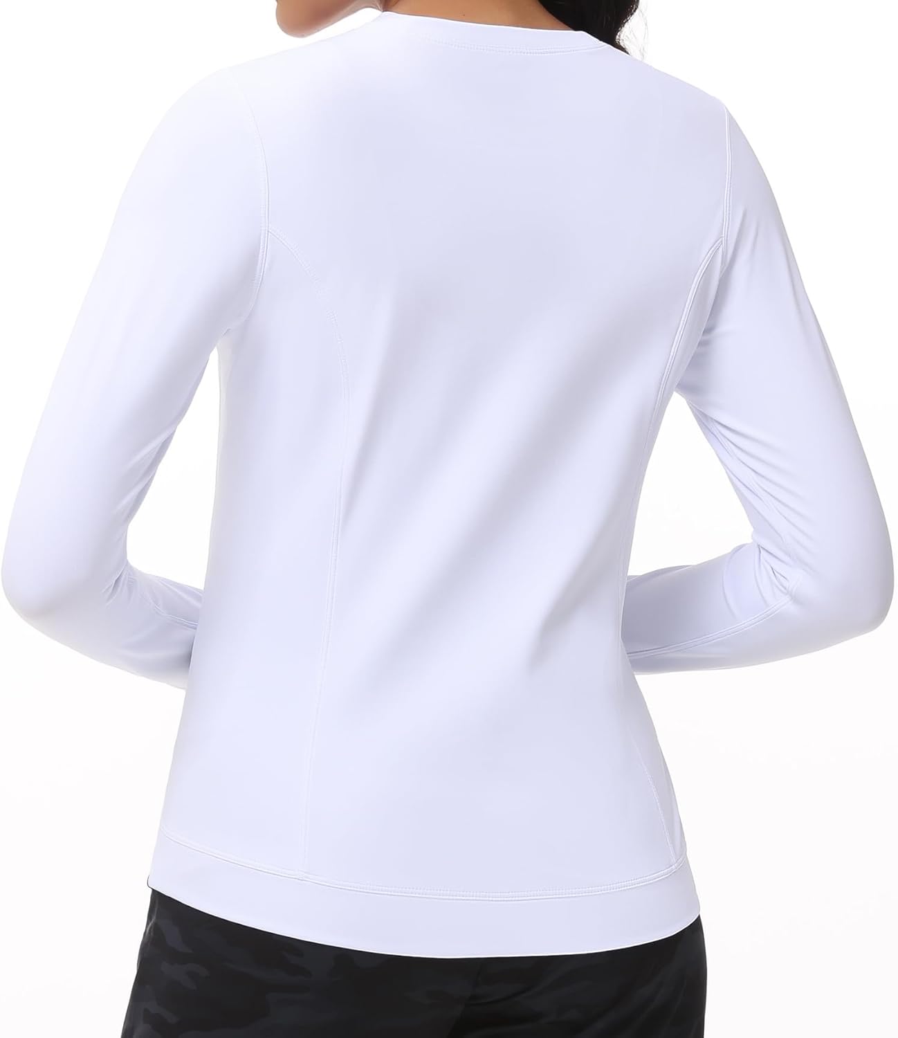 Women's Long Sleeve Compression Shirts Workout Tops Cross Hem Athletic Running Yoga T-Shirts with Thumb Hole - Image 3