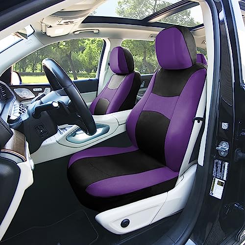 FH Group Car Seat Covers Full Set Cloth - Universal Fit, Automotive Seat Covers, Low Back Front Seat Covers, Airbag Compatible, Split Bench Rear Seat, Car Seat Cover for SUV, Sedan, Van Purple - Image 3