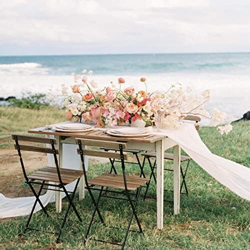 SoarDream White Chiffon Table Runner 2 Packs 27x120 Inches Romantic Rustic Wedding Table Runner 10ft Long Table Runners for Bridal Shower Decorations