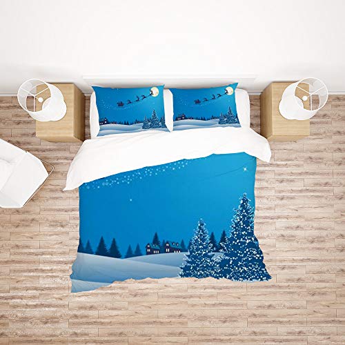 Parure de lit King Nuit de Noël 3 pièces en polyester doux - 2