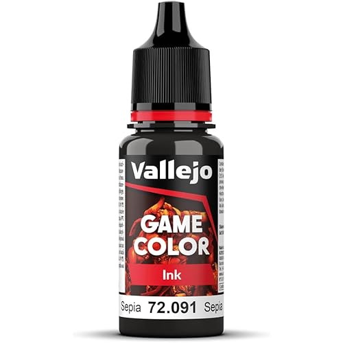 Vallejo - Game Color Ink | Sepia 18 ml. (0.60 fl.oz.) | Generate Shading and Wash Effects | Satin Finish