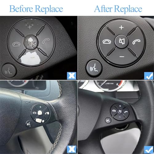 Cache-Bouton de Commande au Volant Mercedes W204 Confort de Conduite Gris - 6