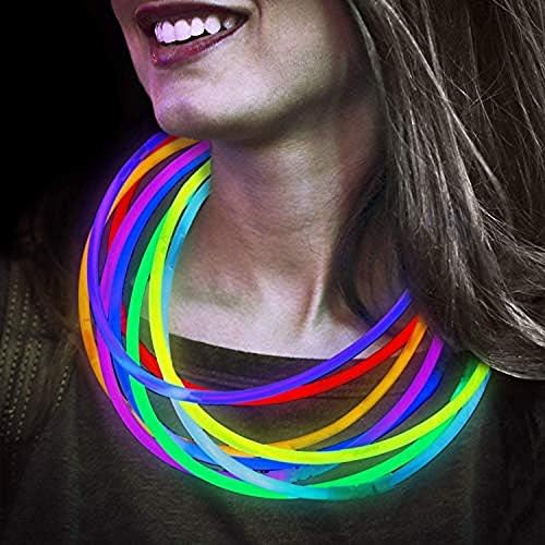 Lumistick 22 Inch Glow Stick Necklaces | Non-Toxic & Kids Safe Light Up Neckwear | Bendable Sticks with Connectors | Glows in The Dark Night Party Favor (Color Assortment, 600 Necklaces)