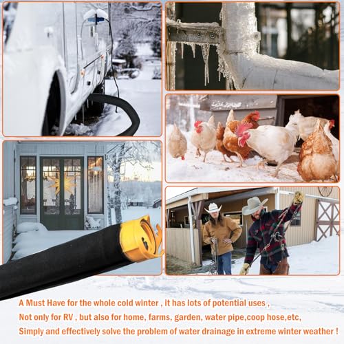 Image of 20Ft Heated RV Sewer Hose Cover - Electric Heated Sleeve with 6.5Ft Power Cord for Winter RV Camper