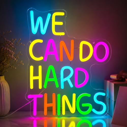 We Can Do Hard Things Neon Sign LED Motivational Light for Classroom Decor
