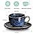 vicrays 6.5 oz Cappuccino Cups with Saucers, Set of 4, Ceramic Coffee Cup for Au Lait, Double shot, Latte, Cafe Mocha, Tea (Starry Blue)