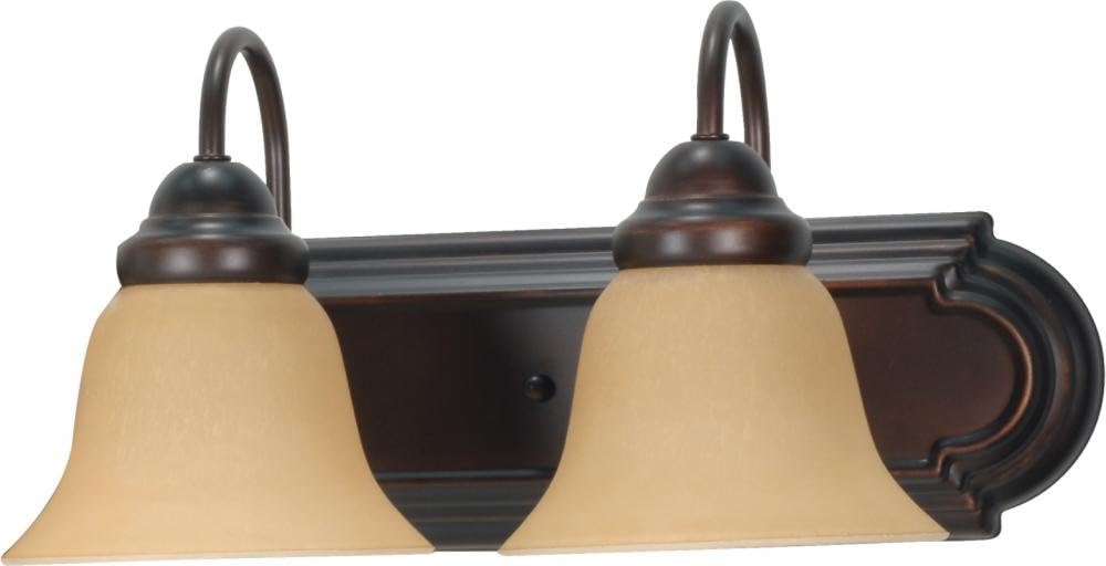 Nuvo 60/1264 Two Wall-Vanity Light Fixture, 2, Mahogany Bronze/Champagne Glass, 2 Light