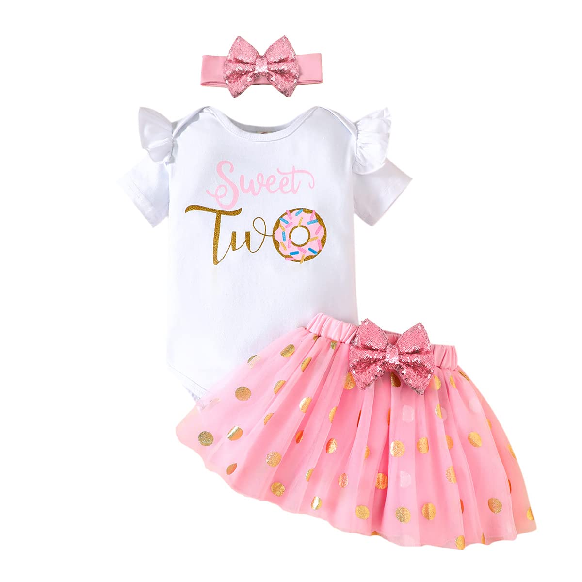 UUAISSO Baby Girls My 1st Birthday Outfits Manga corta Cake Smash Falda Lentejuelas Tutu Princesa Vestido Conjuntos de ropa