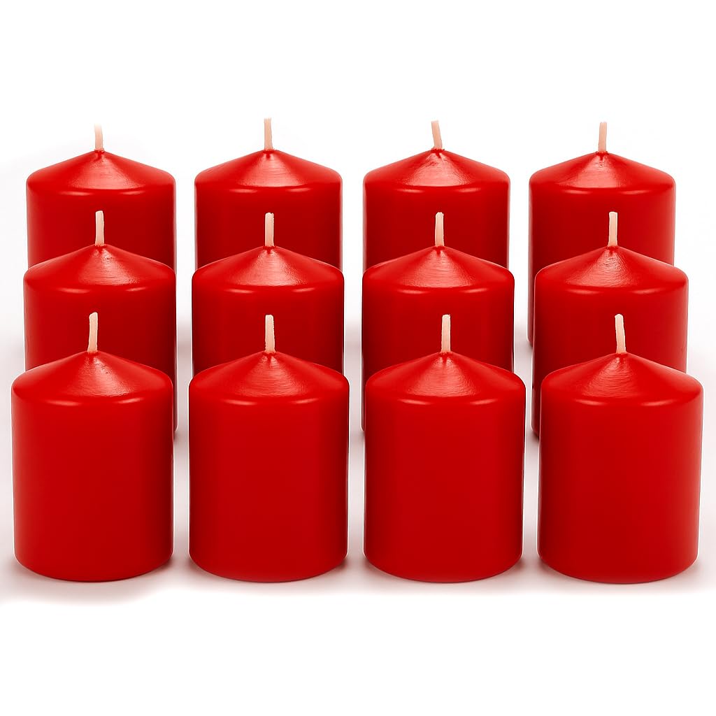 CANDWAX Set Di 4 Candele Coniche Rosse - 30,5 Cm - Antigoccia E Senza Profumo Per Ringraziamento
