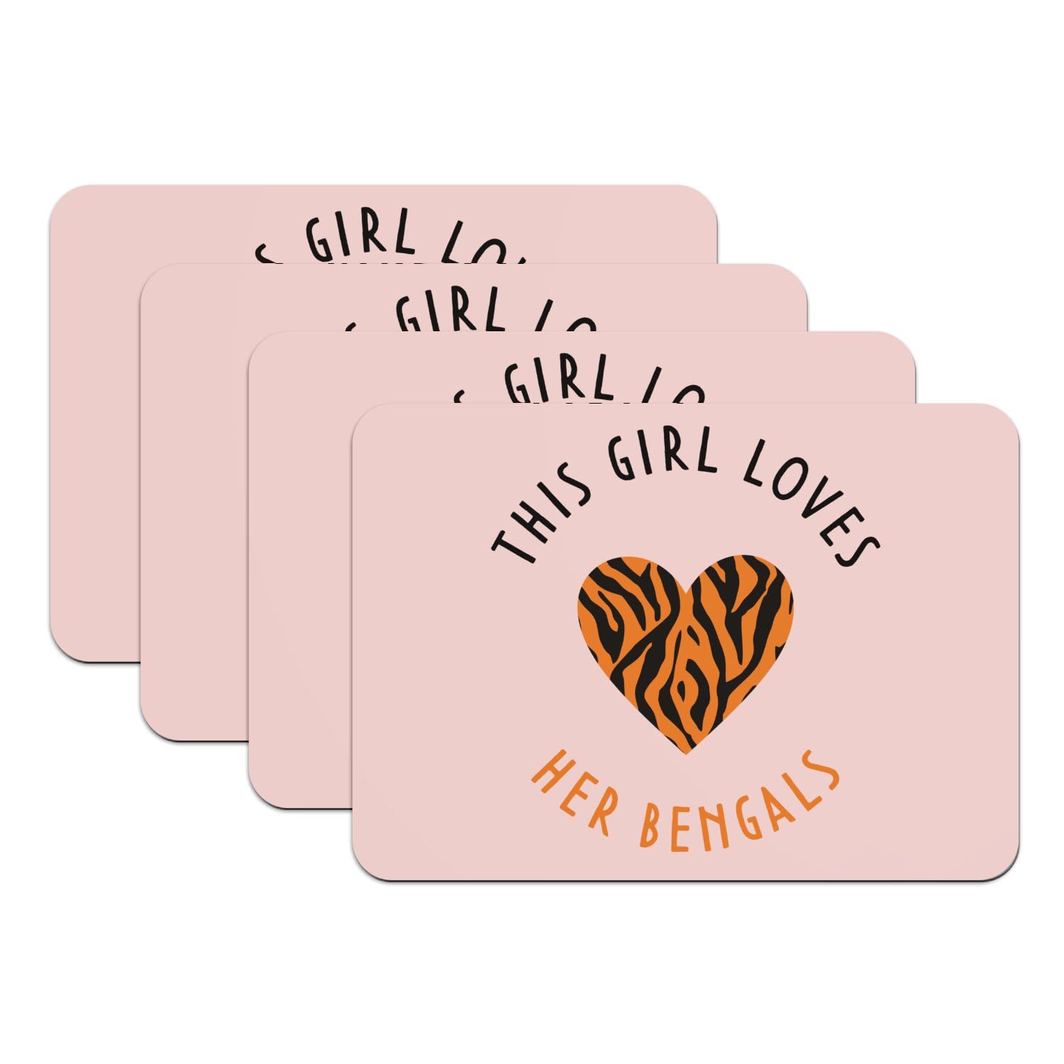 Sets de table caoutchouc rose This Girls Loves Her Bengals Cat grand format x4
