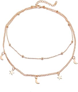 قلادة بوهو ستار انيقة من يرولروره عصرية بمقاس صغير بدلايات بأشكال نجوم واقمار عدة سلاسل مجوهرات هدية للنساء والبنات one size