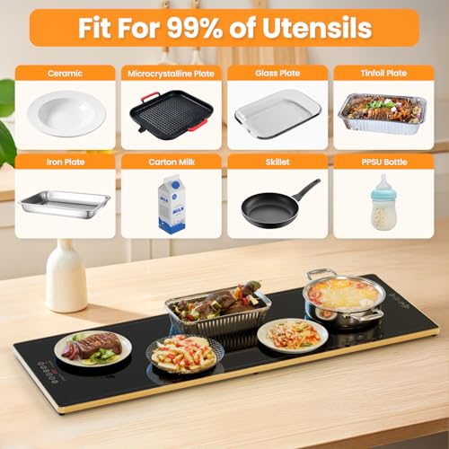 XXL 40"x 14" Electric Warming Trays for Buffets Party, Electric Warming Tray with Touch Screen, 24H Timer & 9-Level Temp, Food Warmer Mats Full Surface Heating, Warming Trays for Party Gatherings by PURECHO - Image 7
