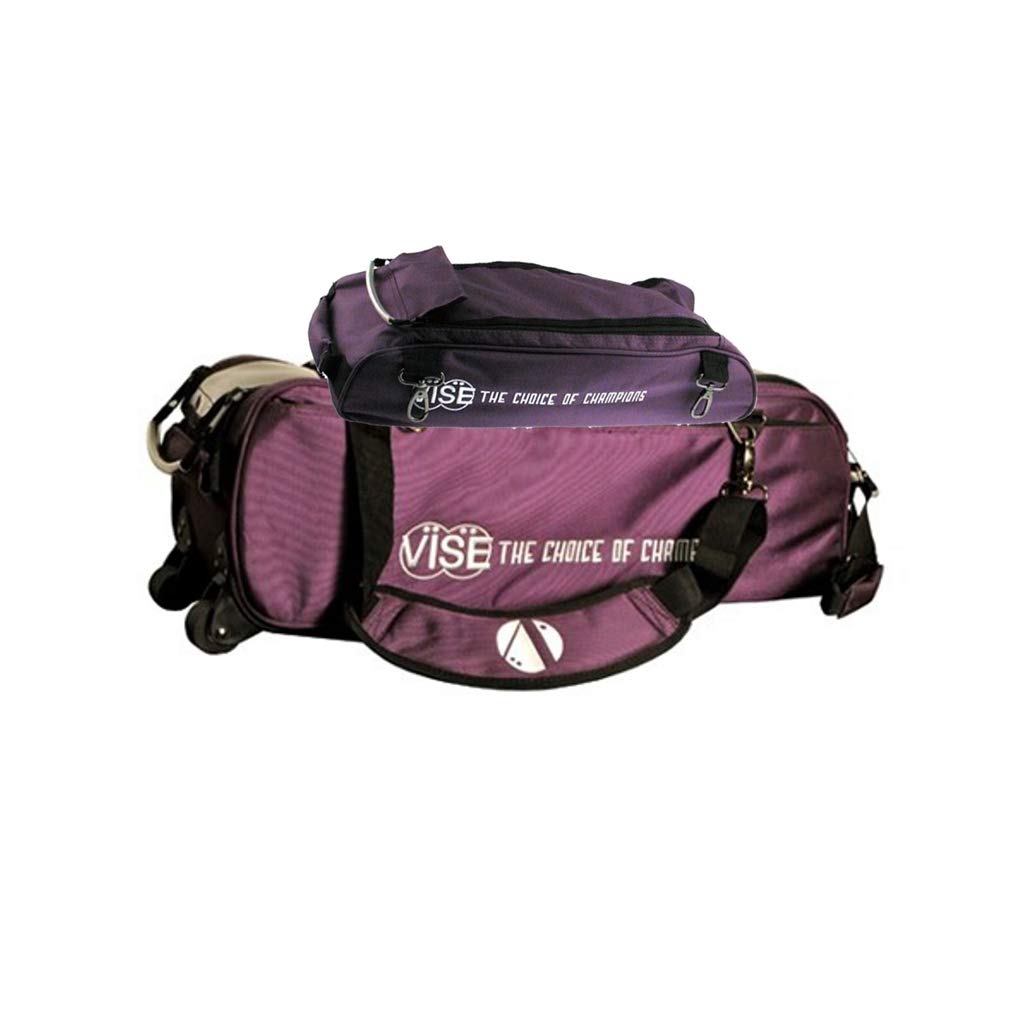 Vise Clear Top 3 Ball Tote Roller Bowling Bag with Shoe Bag- Purple