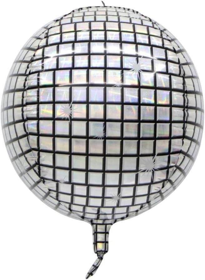 4D Silver Disco Ball Foil Balloon, 55cm