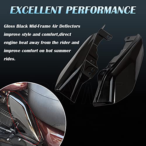 Pbymt Mid Frame Air Deflector Compatible For Harley Touring Road King Street Electra Glide 2009-2023 (Vivid Gloss Black) #TOP5