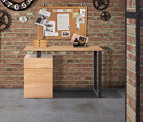 Centurion Supports CALISTA Oak with Matte Black Legs 3-Drawer Contemporary Home Office Computer Desk
