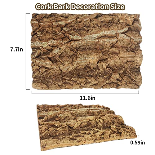 Image of Fhiny 2 PCS Cork Bark Background, 11.6 inch x 7.7 inch Natural Reptile Terrarium Backdrop, Reptile Climbing Wall Decor for Bearded Dragon, Gecko, Chameleon, Snake