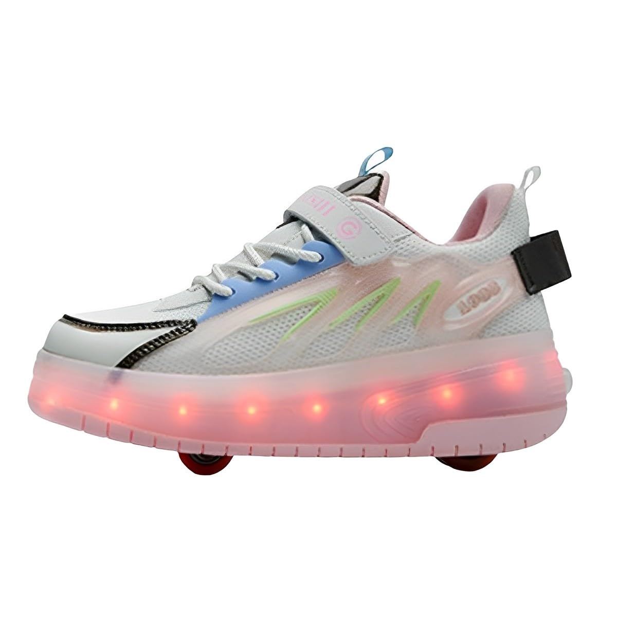 Hixingo Zapatillas con Ruedas Niña Niño, PU Zapatos con Dos Ruedas 2 en 1 Zapatillas Patines Zapatillas Ruedas con Luz LED, Zapatos Patines Calzado de Skateboarding Multifuncionales