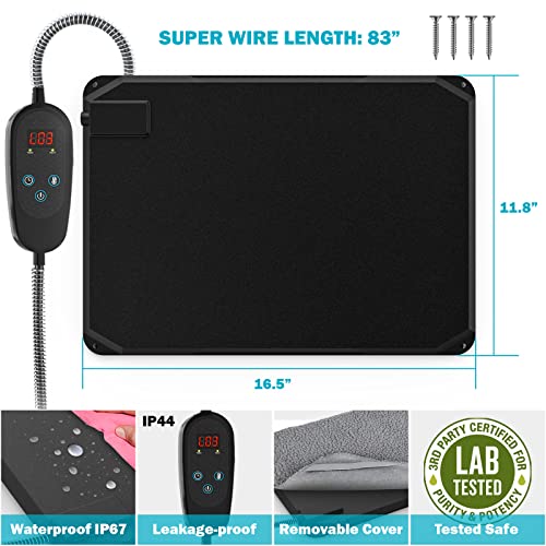 Lesotc 2022 Upgraded Outdoor Pet Heating Pad With Timer,Safety Cat Dog Heating Pad,Waterproof Heated Animal Bed Mat,Adjustable Warming Mat With 6 Levels Temperature & 4 Timers Auto Off Chew Resistant Cord thumb #3