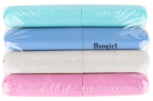 Hooqict 4 Pack Travel Toothbrush Case Portable Travel Toothbrush Holder Plastic Toothbrush Container Protector Cover for Traveling, Camping, Home, School, Business