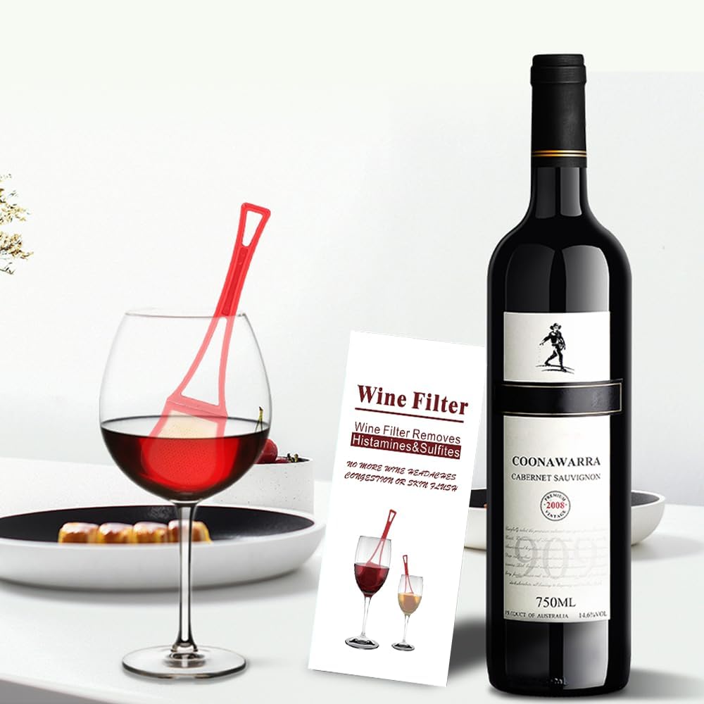 Wine filter Stick（16pack,Red) - Effectively remove sulfite, histamine,All-Natural Purifier prevents red wine headaches, nausea, hangovers, and wine allergies.