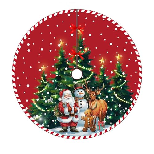 Weihnachtsbaum Decke,120cm Christbaumdecke Rund Rot,Weihnachtsmann...