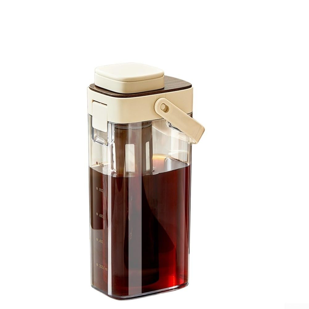 Yhenlovtt Cold Brew Kaffeemaschine, 1000 ml, Krug mit abnehmbarem 350 Mesh-Filter und auslaufsicherer Dichtung für kaltgebrühten und Eistee (Kaffeefarbe)