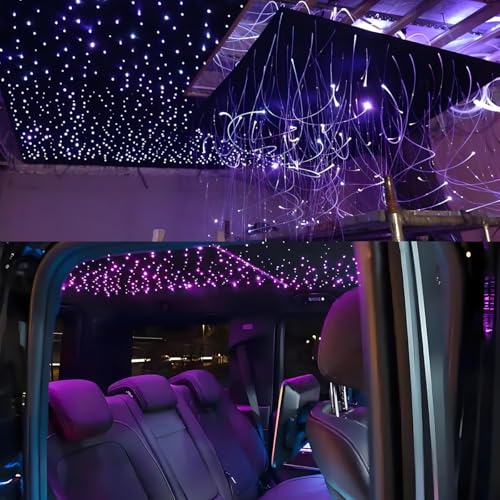 Image of AKEPO 16W Twinkle APP Fiber Optic Starlight Headliner Lights Kit, 650pcs 13.1ft /4m 0.03in Optical Fiber Star Music Activated RGBW Ceiling Light Kit for Car Headliner Star /Home