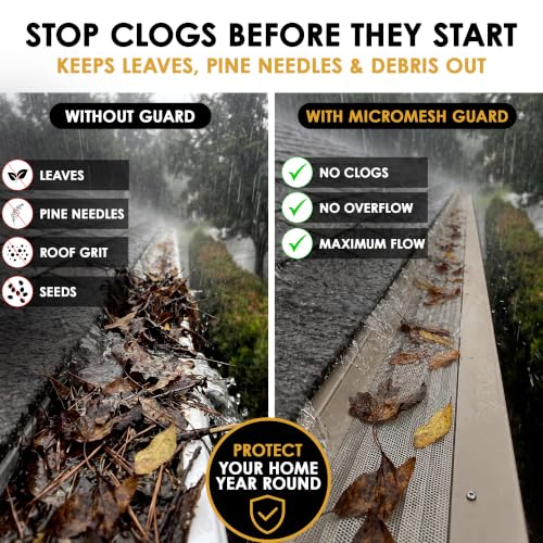 Image of Micromesh Gutter Guards, 5 Inch, 100 FT, Stainless Mesh, Clay