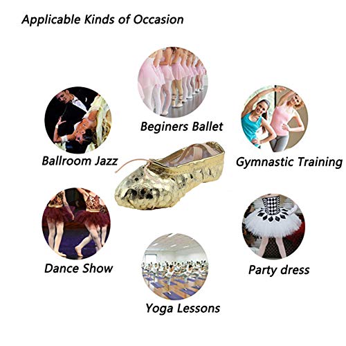 Msmax Child Leather Ballet Practice Flats Yoga Party Performa Slippers Gold 13 M Us Little Kid #TOP3