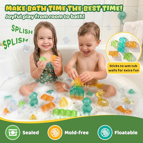 Image of 52PCS Sensory Soft Building Blocks for Toddlers, Squishy Stacking Toy | Preschool Educational Creative Play, Montessori Squeezable, Stretchable Early Learning Construction Playset, Puzzle Blocks