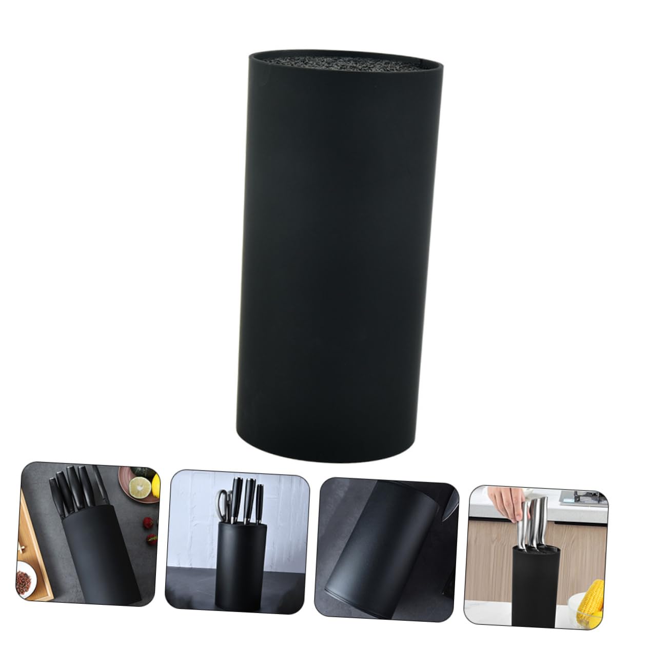 Porta Coltelli in Plastica Nero 1 Pezzo, Supporto Cucina PP