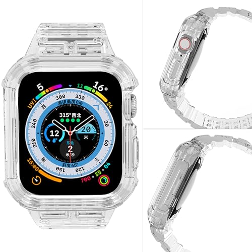 CRIS-BAND Bumper Bands Compatible with Apple Watch Band 45mm 44mm 42mm 41mm 40mm 38mm for Women Men, Water Shock-Proof Strap for iWatch Apple Watch Band with Case for Series 9 8 7 6 SE 5 4 3 2 1