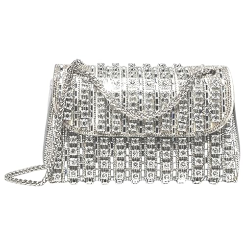 Monedero de mujer con diamantes de imitación, diseño de lujo, bolso de mano portátil con diamantes de imitación para cumpleaños, Año Nuevo, Navidad, Pascua, Silver, Refer to description