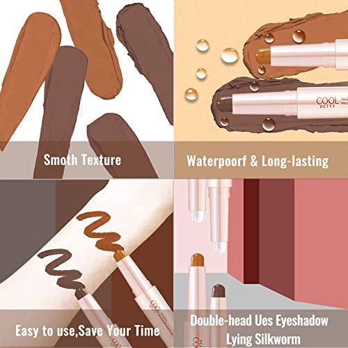 Lamuseland Cream Eyeshadow Stick, 2 Tone Glitter Gradient Shimmer Double Heads Eyeshadow Stick Pencil Crayon Set, Waterproof Long Lasting Eye Makeup Tool For Women Girls (22+33) #TOP2