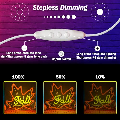 Image of Fall Neon Sign Maple Neon Light for Wall Decor Dimmable Thanksgiving Neon Sign for Thanksgiving Autumn Theme Party Holiday Gift Lamp Decor