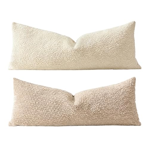 Coussin lombaire polyester bouclé déhoussable et lavable pour canapé